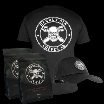 Deadly Sin Coffee t-shirt-shirt and cap bundle
